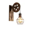 Retro Flaschenzug Wandleuchte - Holzlampe