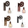 Retro Flaschenzug Wandleuchte - Holzlampe