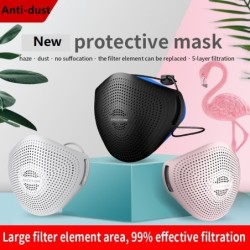 Gesichtsschutzmaske aus Silikon - wiederverwendbar - staubabweisend - antibakteriell - Luftventil - KN95-Filter