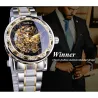 WINNER - luxurious watch - mechanical - luminous - with diamonds - transparent skeleton design - with boxWatches