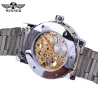 WINNER - luxuriöse Uhr - mechanisch - leuchtend - mit Diamanten - transparentes Skelettdesign - mit Schatulle