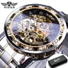 WINNER - luxuriöse Uhr - mechanisch - leuchtend - mit Diamanten - transparentes Skelettdesign - mit Schatulle