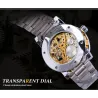 WINNER - luxuriöse Uhr - mechanisch - leuchtend - mit Diamanten - transparentes Skelettdesign - mit Schatulle