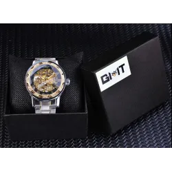 WINNER - luxurious watch - mechanical - luminous - with diamonds - transparent skeleton design - with boxWatches