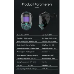 Auto-darkening welding helmet - solar - automatic Li-battery - true color - 4 sensorsHelmets