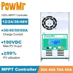 PowMr MPPT – Solarmodulregler – Laderegler – LCD-Hintergrundbeleuchtung – 30 A – 40 A – 50 A – 60 A
