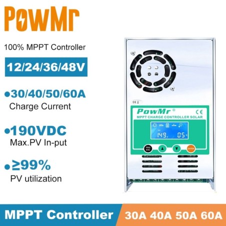 PowMr MPPT – Solarmodulregler – Laderegler – LCD-Hintergrundbeleuchtung – 30 A – 40 A – 50 A – 60 A
