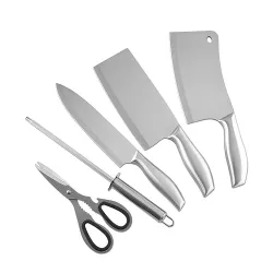Küchenmesser-Set – Schälmesser – Hackmesser – Schere – Messerschärfer – mit Ständer – Edelstahl