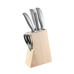 Küchenmesser-Set – Schälmesser – Hackmesser – Schere – Messerschärfer – mit Ständer – Edelstahl