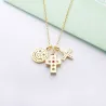 Necklace with three pendants - smiley face - cross - star - 925 sterling silverNecklaces