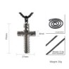 Kreuzanhänger aus Damaststahl - Ebenholz - Halskette aus Edelstahl
