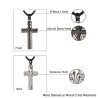 Kreuzanhänger aus Damaststahl - Ebenholz - Halskette aus Edelstahl