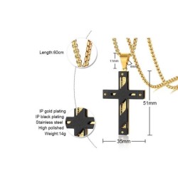 Doppellagiger Kreuzanhänger - Goldhalskette aus Edelstahl