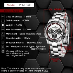 PAGANI DESIGN - mens Quartz watch - chronograph - ceramic bezel - waterproof - stainless steelWatches