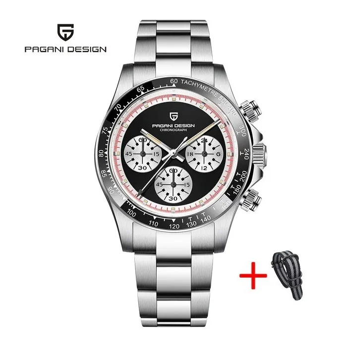 PAGANI DESIGN - mens Quartz watch - chronograph - ceramic bezel - waterproof - stainless steelWatches