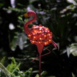 Solarleuchte für den Garten - Metalllampe - wasserdicht - rosa Flamingo