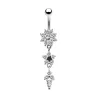 Bauchnabelring - Piercing - Doppelter runder Zirkonia - Chirurgenstahl 316L - Silber