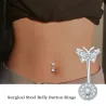 Bauchnabelring - Piercing - Kristall Schmetterling / Herz - Chirurgenstahl - 6 Stück