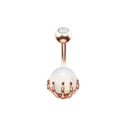Belly button ring - piercing - skeleton hand holding opal ball - surgical steelPiercings