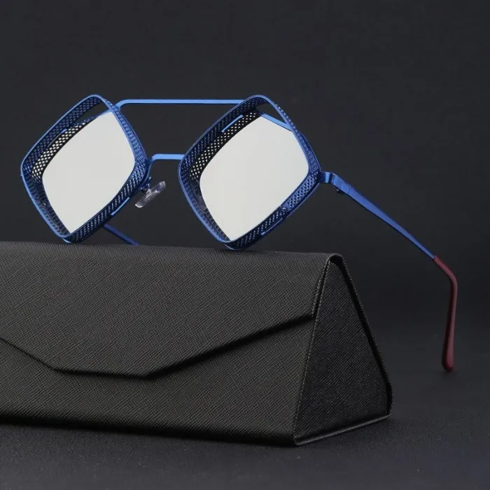 Geometrische Sonnenbrille – Steampunk-Stil – ausgehöhlter Metallrahmen – UV400 – Unisex