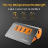 ORICO USB 3.1 Gen2 HUB - USB-HUB-PC-Splitter aus Aluminium - 10 Gbit / s Hochgeschwindigkeit - 4 Anschlüsse