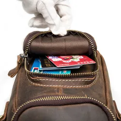 Multifunktionale Ledertasche - Schultergurt - Taillenschnalle