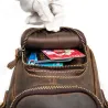 Multifunktionale Ledertasche - Schultergurt - Taillenschnalle