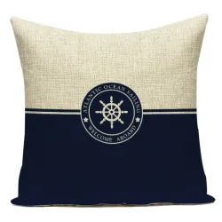 Dekorativer blauer Kissenbezug - Meer - Kompass - Anker - Schiff - Meeresmuster - 40 cm * 40 cm - 45 cm * 45 cm