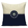 Dekorativer blauer Kissenbezug - Meer - Kompass - Anker - Schiff - Meeresmuster - 40 cm * 40 cm - 45 cm * 45 cm