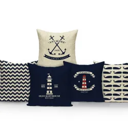 Dekorativer Kissenbezug - Meer - Blauer Kompass - Anker - Marine - Schiff - 40 cm * 40 cm - 45 cm * 45 cm
