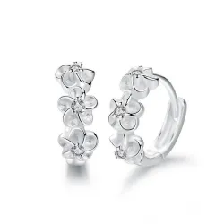 Kleine runde Ohrringe - Blumen / Zirkonia - 925er Sterlingsilber