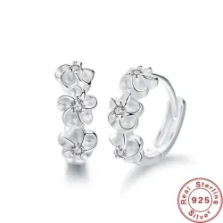 Kleine runde Ohrringe - Blumen / Zirkonia - 925er Sterlingsilber