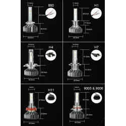 Zdatt LED lights - H1 H4 H7 H8 H9 H11 HB3 9005 9006 - car light bulbs - 12000LM 100W 6000K 12VH1