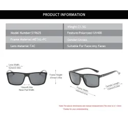 Klassische eckige Sonnenbrille – polarisiert – UV400 – Unisex