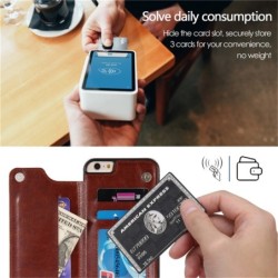 Retro-Kartenhalter – Handyhülle – Leder-Flip-Cover – Mini-Geldbörse – für iPhone – braun