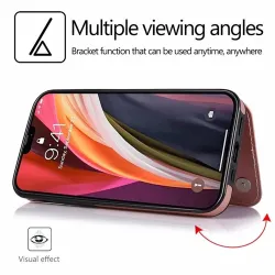 Retro-Kartenhalter – Handyhülle – Leder-Flip-Cover – Mini-Geldbörse – für iPhone – Magenta