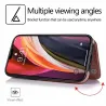 Retro-Kartenhalter – Handyhülle – Leder-Flip-Cover – Mini-Geldbörse – für iPhone – Magenta