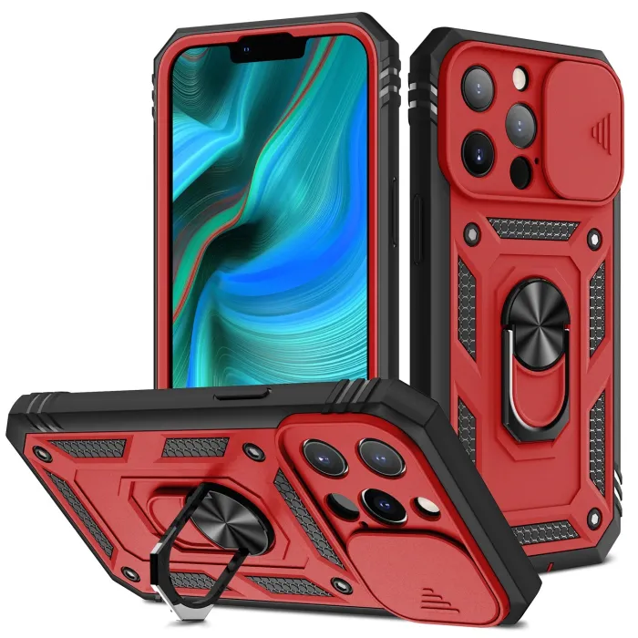 Protective cover case - camera lens cover - heavy duty bumper - 360 rotatable kickstand - for iPhoneProtection