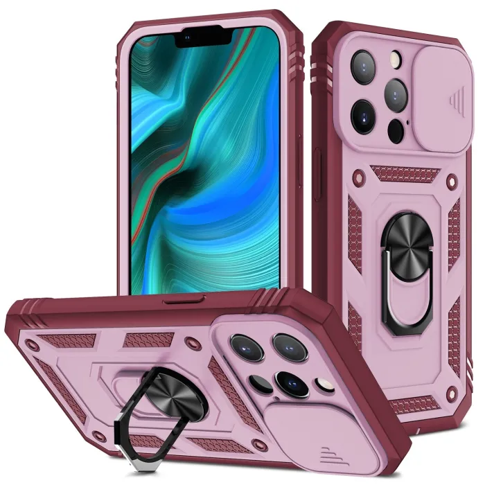 Protective cover case - camera lens cover - heavy duty bumper - 360 rotatable kickstand - for iPhoneProtection