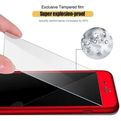 Luxury 360 full cover - with tempered glass screen protector - for iPhone - blackProtection