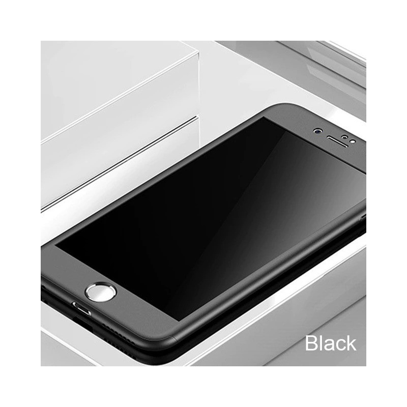 Luxury 360 Full Cover - mit Displayschutz aus gehärtetem Glas - für iPhone - schwarz