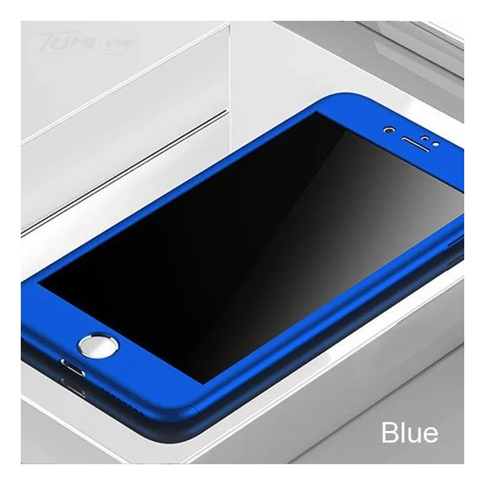 Luxury 360 full cover - with tempered glass screen protector - for iPhone - blueProtection
