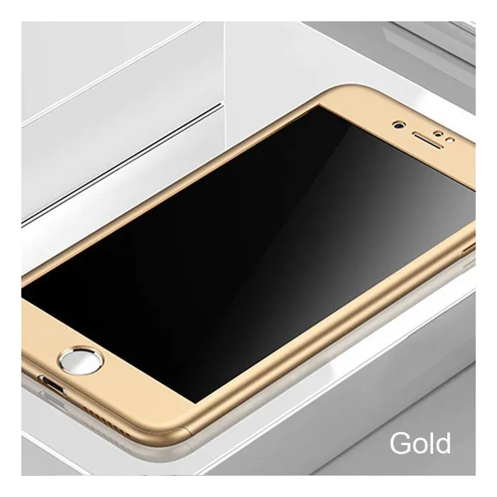 Luxury 360 full cover - with tempered glass screen protector - for iPhone - goldProtection