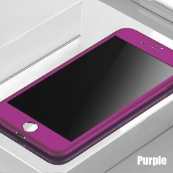 Luxury 360 Full Cover - mit Displayschutz aus gehärtetem Glas - für iPhone - lila