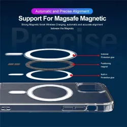 Magsafe kabelloses Laden – transparente Magnethülle – magnetischer Kartenhalter aus Leder – für iPhone – rosa