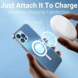 Magsafe wireless charging - transparent magnetic case - magnetic leather card holder - for iPhone - redProtection