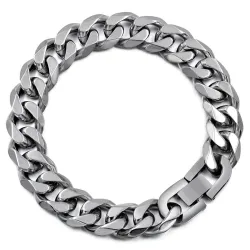 Edelstahlarmband für Herren – kubanisches Glied / Kette – 21 cm