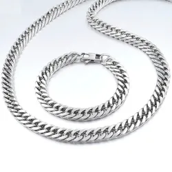 Modisches Herrenschmuckset - Kette - Armband - dickes Glied - Edelstahl