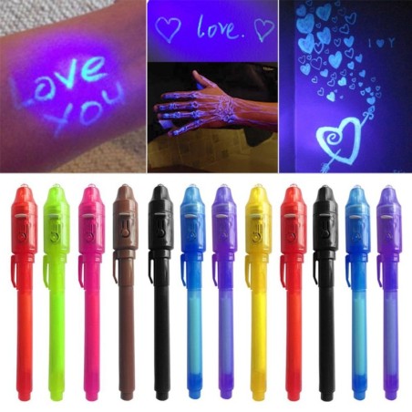 Kugelschreiber mit unsichtbarer Tinte - mit UV-Licht