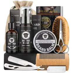 Bartwachstumsset – Serum – Öl – Balsam – Kamm – Schere
